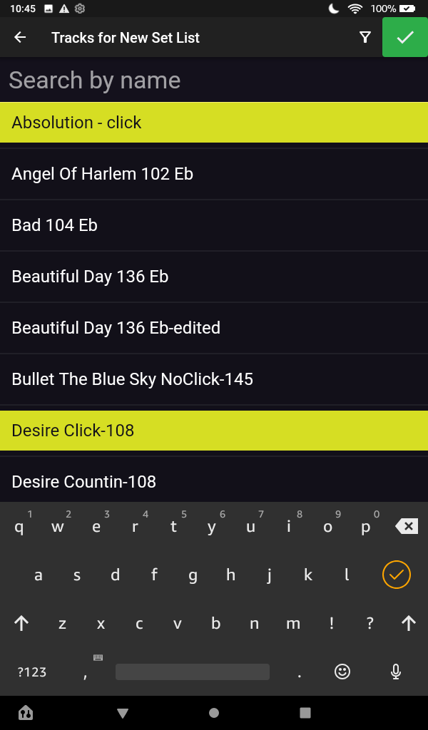 You can easily find your tracks by keyword to add to your set list.